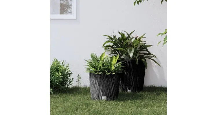 Jardiniera cu interior detasabil, antracit 15 l, pp ratan — imaginea 2