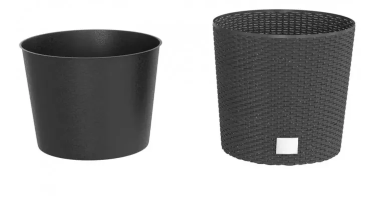 Jardiniera cu interior detasabil, antracit 15 l, pp ratan — imaginea 3