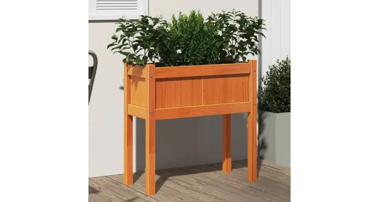 Jardiniera gradina cu picioare maro ceruit 70x31x70 cm lemn pin
