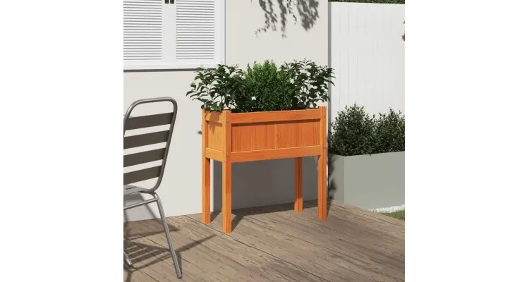 Jardiniera gradina cu picioare maro ceruit 70x31x70 cm lemn pin — imaginea 3