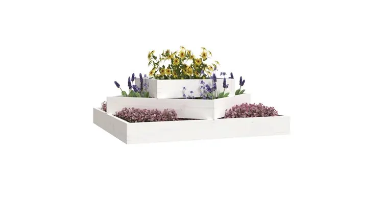 Jardiniera, alb, 83x83x27 cm, lemn masiv de pin