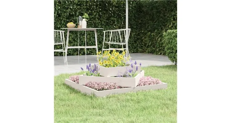 Jardiniera, alb, 83x83x27 cm, lemn masiv de pin — imaginea 2