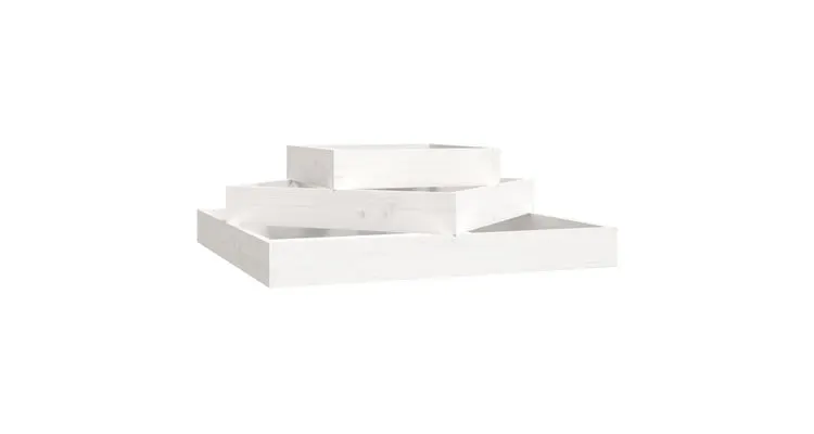 Jardiniera, alb, 83x83x27 cm, lemn masiv de pin — imaginea 3