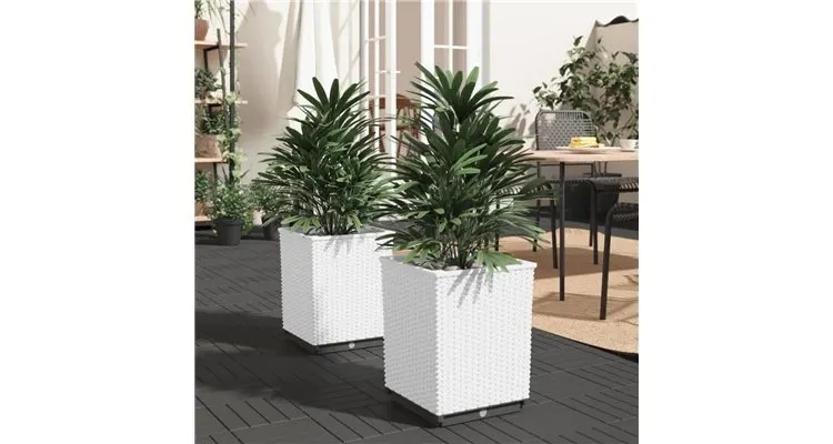 Jardiniere, 2 buc., alb, 30x30x37 cm, polipropilena — imaginea 2