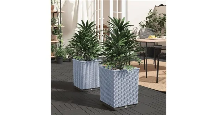 Jardiniere, 2 buc., gri deschis, 30x30x37 cm, polipropilena