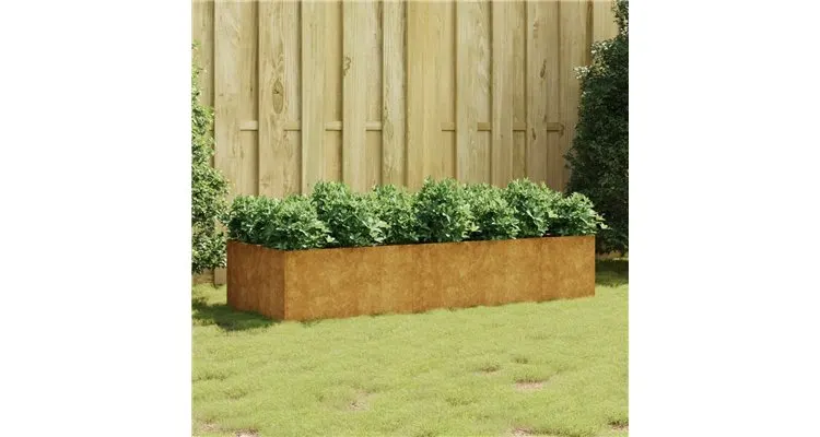 Strat inaltat de gradina, 200x80x40 cm, otel corten — imaginea 2