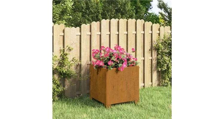 Jardiniera cu picioare, ruginiu, 32x30x33 cm, otel corten — imaginea 2