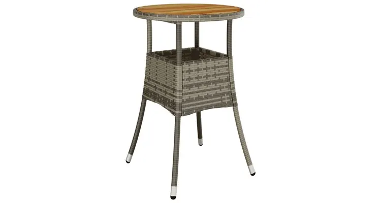 Masa de gradina, gri, Ø60x75cm, lemn de acacia/poliratan
