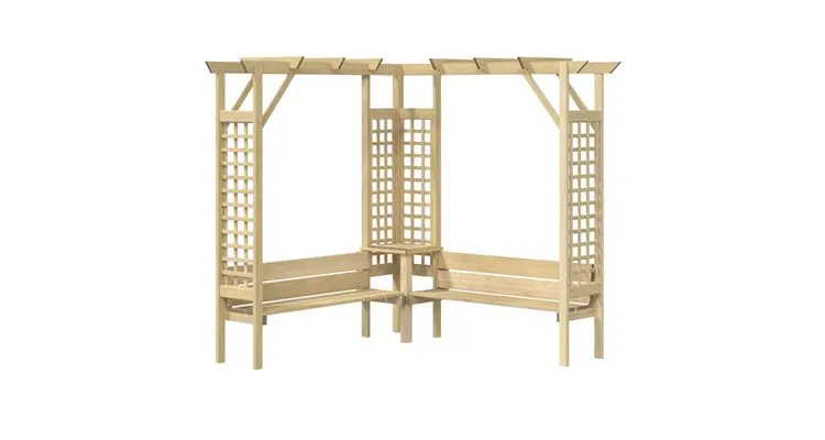 Pergola coltar cu bancheta, lemn de pin tratat
