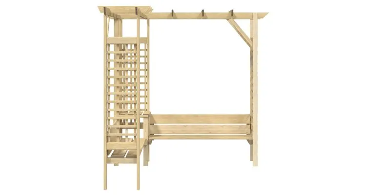 Pergola coltar cu bancheta, lemn de pin tratat — imaginea 3