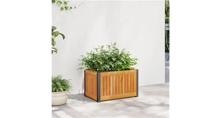 Jardiniera de gradina, 45x30x27,5 cm, lemn masiv acacia/otel — imaginea 2