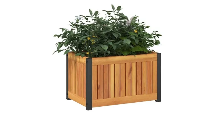 Jardiniera de gradina, 45x30x27,5 cm, lemn masiv acacia/otel — imaginea 3