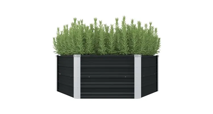 Strat inaltat de gradina antracit 129x129x45 cm otel galvanizat
