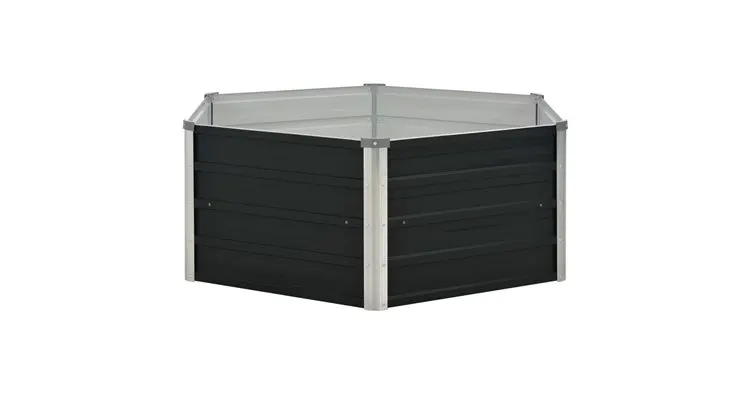 Strat inaltat de gradina antracit 129x129x45 cm otel galvanizat — imaginea 3