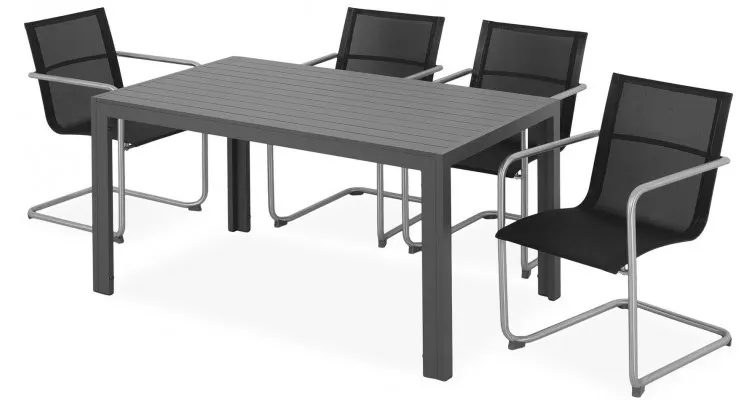 Set 4 scaune si masa HAVEN ESSEN antracit cu gri