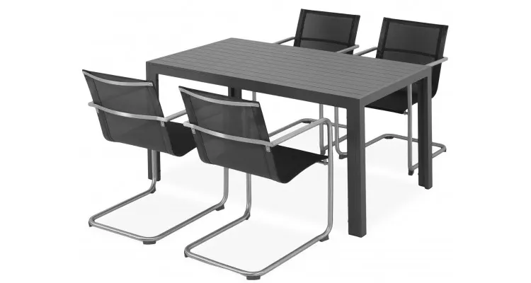 Set 4 scaune si masa HAVEN ESSEN antracit cu gri — imaginea 2