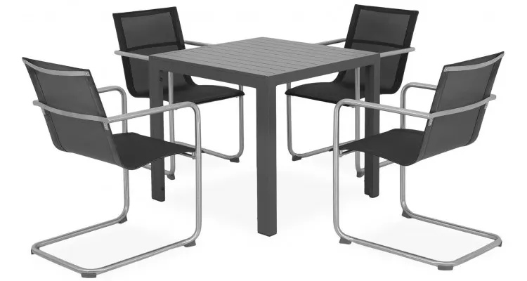 Set 4 scaune si masa HAVEN ESSEN antracit cu gri