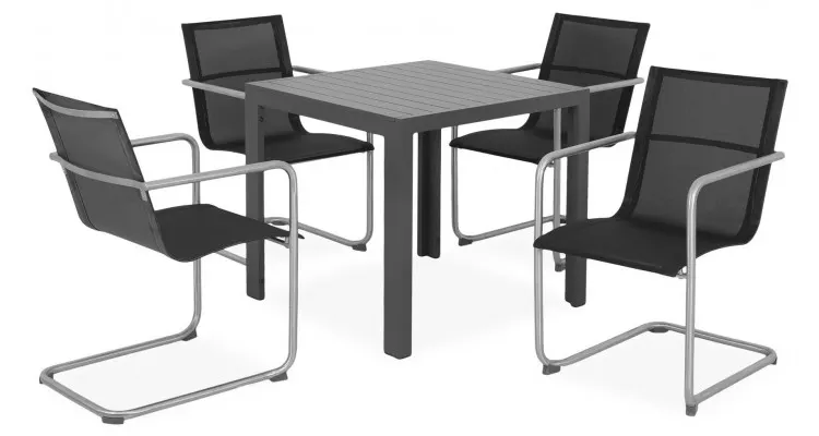 Set 4 scaune si masa HAVEN ESSEN antracit cu gri — imaginea 2