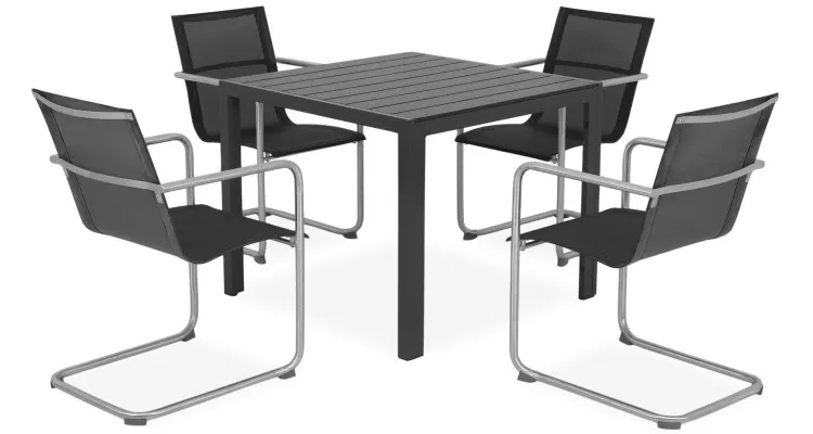 Set 4 scaune si masa ENCORE ESSEN negru cu gri
