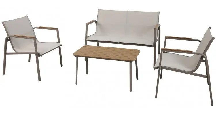 Set 2 fotolii, canapea si masuta PARMA bej cu natur — imaginea 4