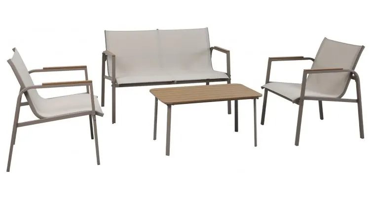 Set 2 fotolii, canapea si masuta PARMA bej cu natur — imaginea 5