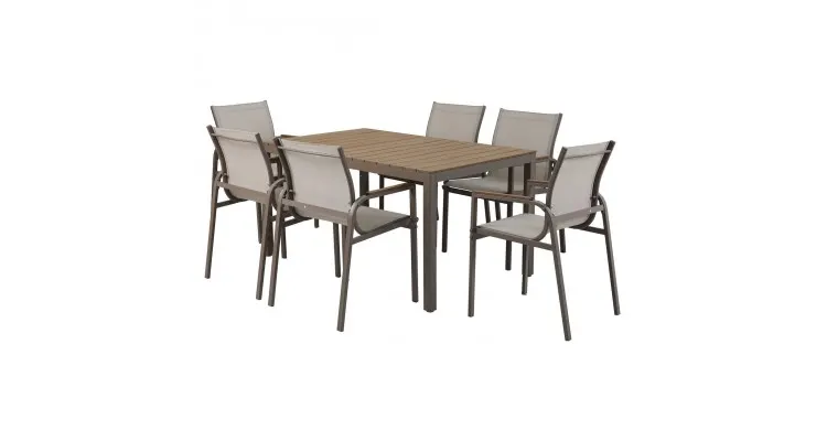 Set masa si 6 scaune PARMA bej cu natur — imaginea 2