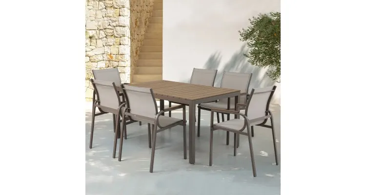 Set masa si 6 scaune PARMA bej cu natur — imaginea 5