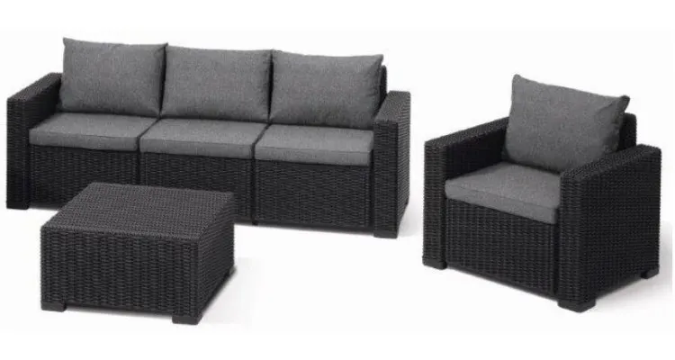 Canapea exterior cu 3 locuri California Keter, Grafit — imaginea 2