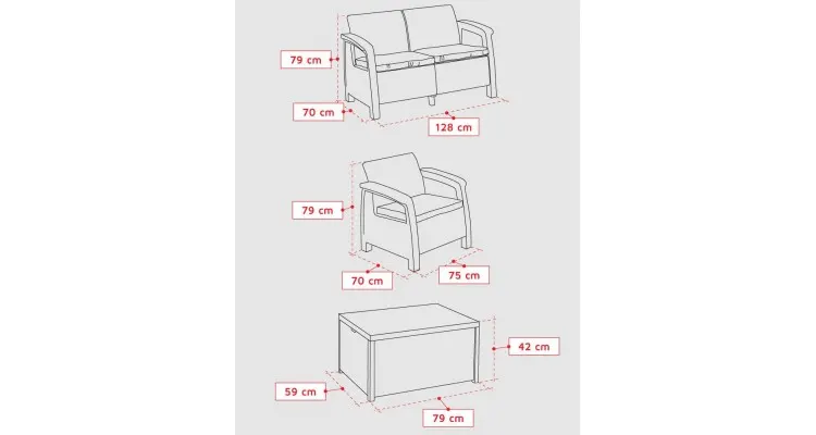 Set mobilier de gradina Corfu II BOX Maro — imaginea 5