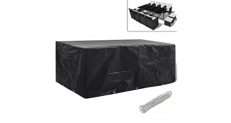 Husă mobilier de grădină set 8 persoane poliratan 10 ocheți 229x113cm