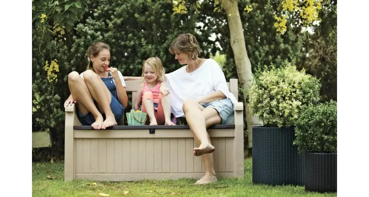 Banca de gradina cu lada depozitare Eden Garden, 265 L, Bej, Keter — imaginea 2