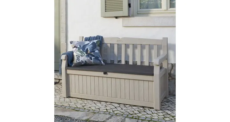Banca de gradina cu lada depozitare Eden Garden, 265 L, Bej, Keter — imaginea 5