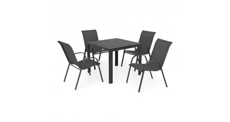 Set 4 scaune si masa ENCORE BASIC antracit cu negru — imaginea 2