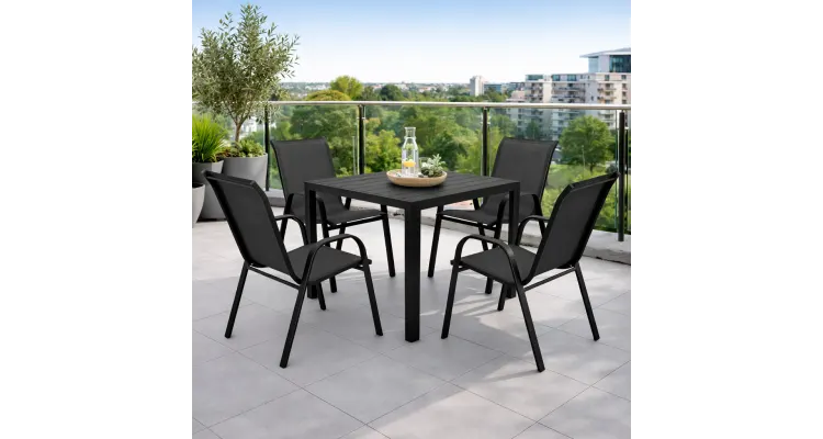 Set 4 scaune si masa ENCORE BASIC antracit cu negru — imaginea 5