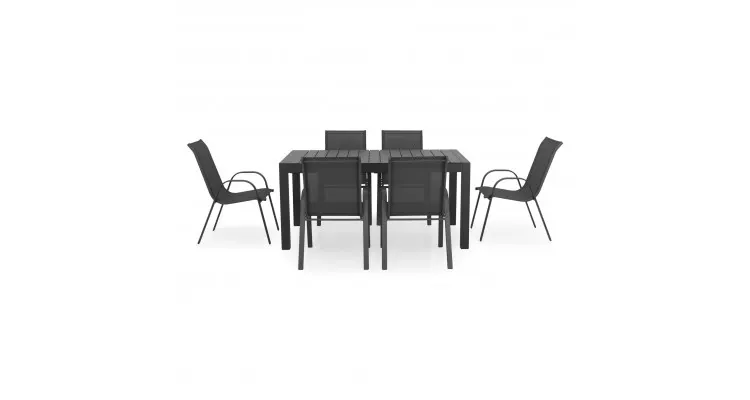 Set 6 scaune si masa ext ENCORE BASIC antracit cu negru — imaginea 3
