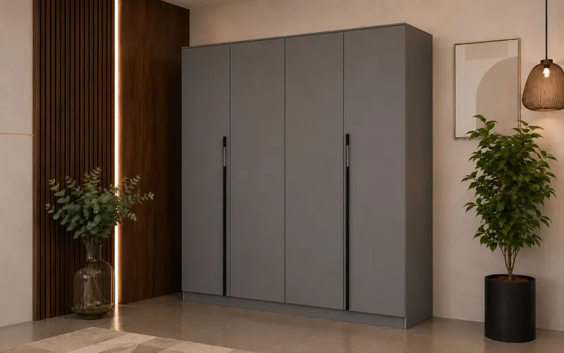 Dulap Vela 4 usi, 160 cm, Gri grafit