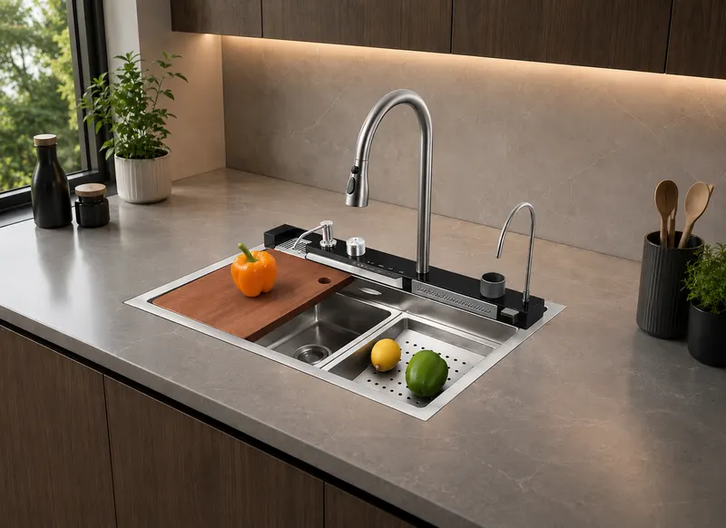 Set chiuveta multifunctionala Smart, 75x45 cm, Inox