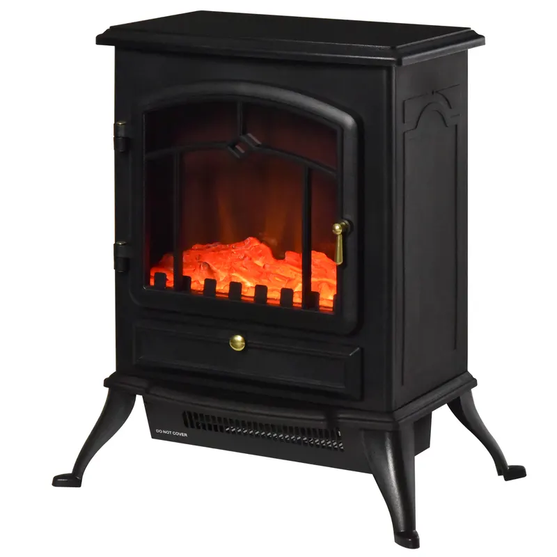 Semineu Electric cu Efect Flacara soba electrica de Podea aparat de incalzire electric 42x28x55cm Negru HOMCOM | Romania
