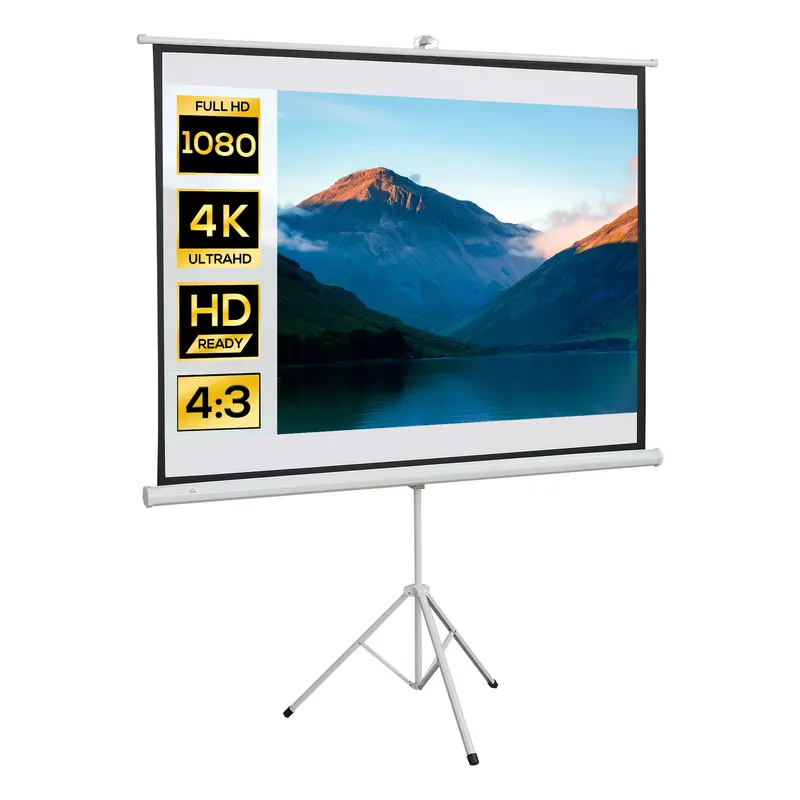 HOMCOM Ecran de Proiecție 84 inch cu Stativ, Suprafață de Proiecție 4:3, Pliabil și Reglabil pe Înălțime, 171x128 cm, Alb | Romania