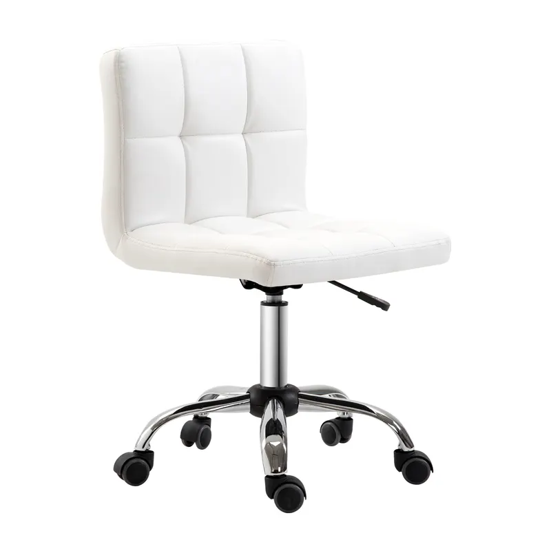 HOMCOM scaun rotativ din piele sintetica, 46x51x76-88cm, alb | Romania
