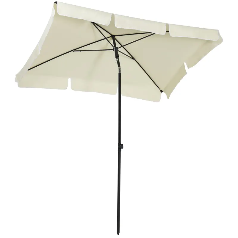 Outsunny Umbrelă Parasolară Dreptunghiulară pentru Terasă și Grădină, Ușor de Manevrat, 200x125x235cm, Crem | Romania