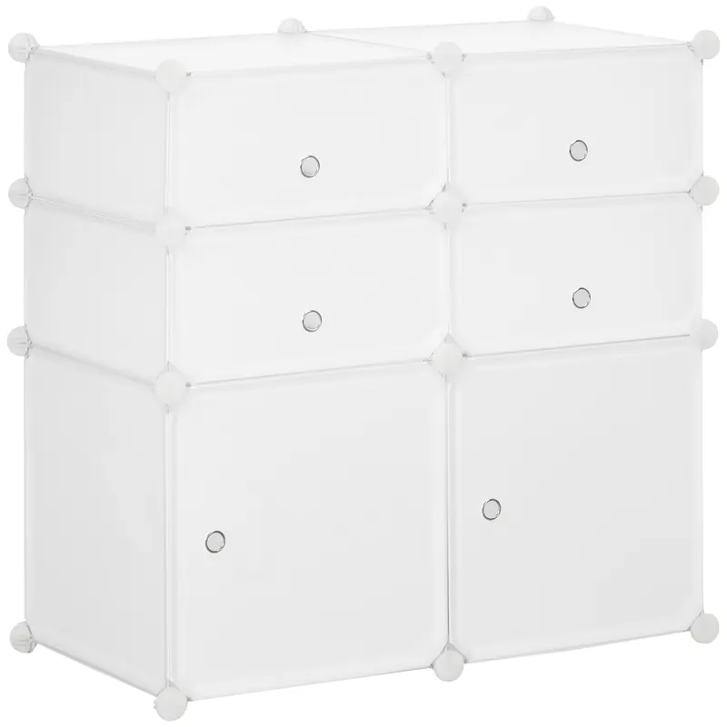 HOMCOM Dulap Modular pentru Haine și Pantofi din 6 Cuburi, Design Practic, 75x37x73 cm, Alb | Romania