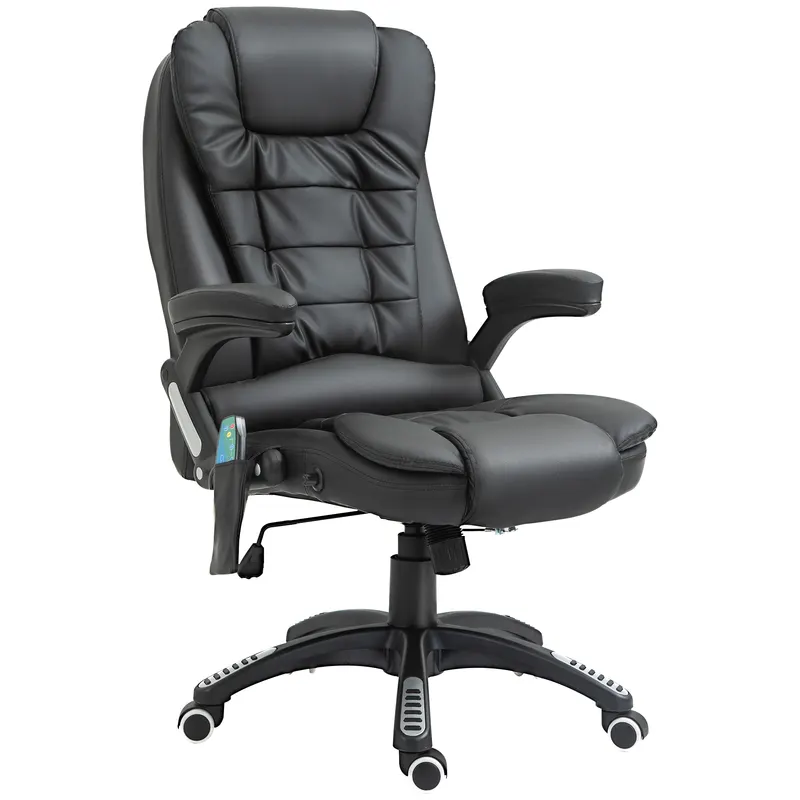 Fotoliu de Birou HOMCOM cu Masaj Relaxant, Reglabil, Negru, 62x68x111-121cm | Romania