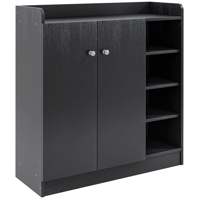 HOMCOM Dulap pentru Pantofi, Organizator Încălțăminte cu Design Compact, 83x30x90 cm, Negru | Romania
