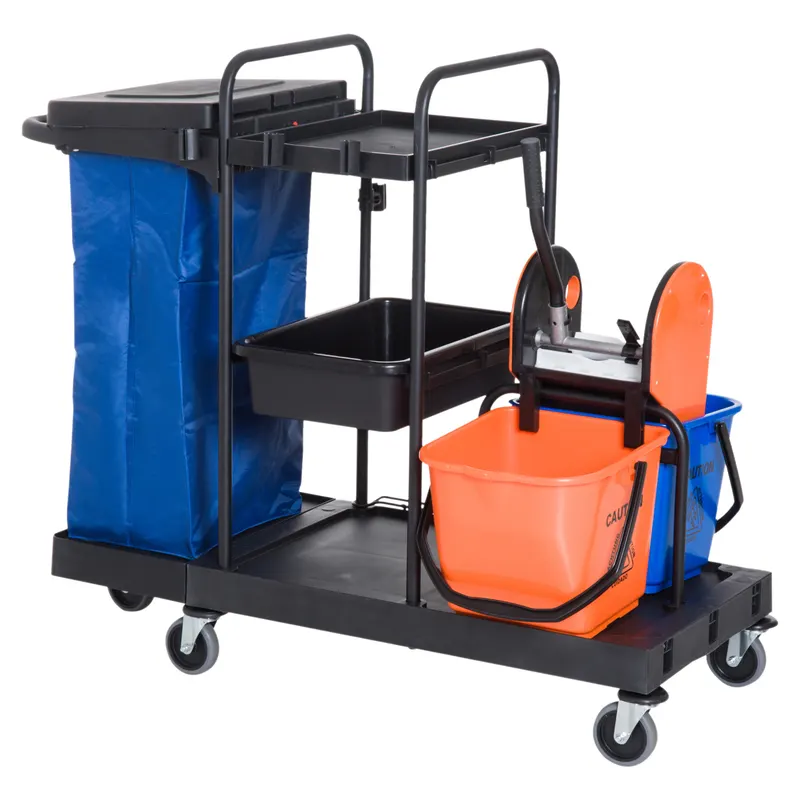 Carucior pentru Curatenie HOMCOM Capacitate 18L si Roti | Romania
