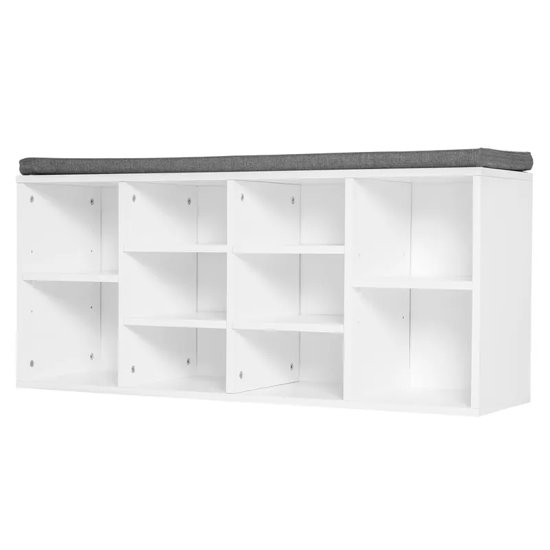 HOMCOM Bancheta Pantofar cu Rafturi Reglabile, Mobilier Hol din Lemn, Alb și Gri, 104x30x48cm | Romania