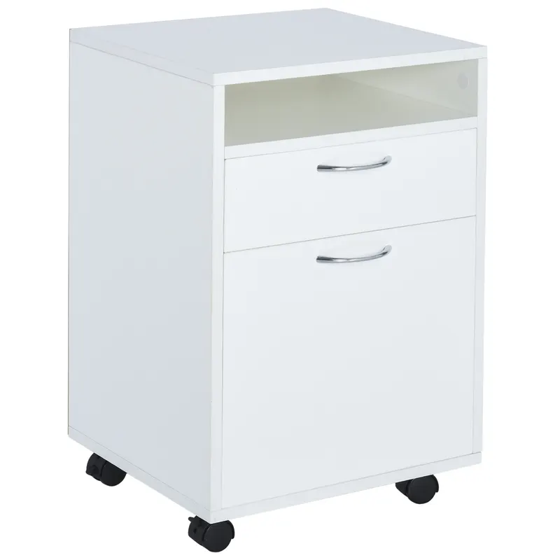 Comodă Mobilă pentru Birou HOMCOM, cu Roți, Design Compact, 40x35x60cm, Alb | Romania