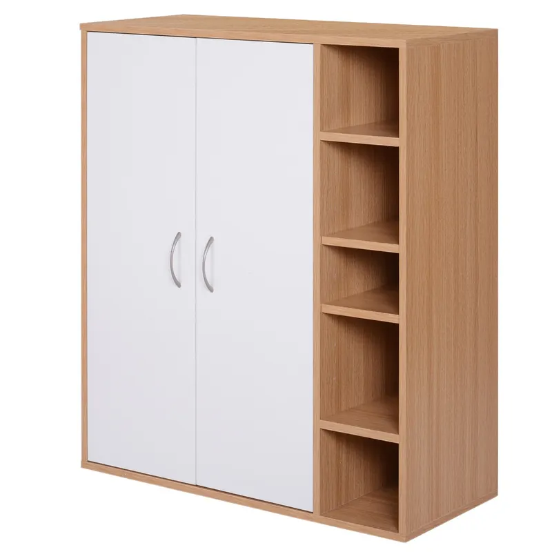 Dulapior de Perete cu 2 Usi Basculante Rafturi Reglabile Dormitor si Hol Lemn 80x32x90,5cm HOMCOM | Romania