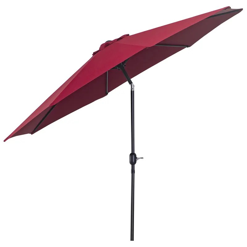 Outsunny Umbrelă de Grădină Inclinabilă 3x2.45m, Poliester Impermeabil, Rosu Bordeaux | Romania
