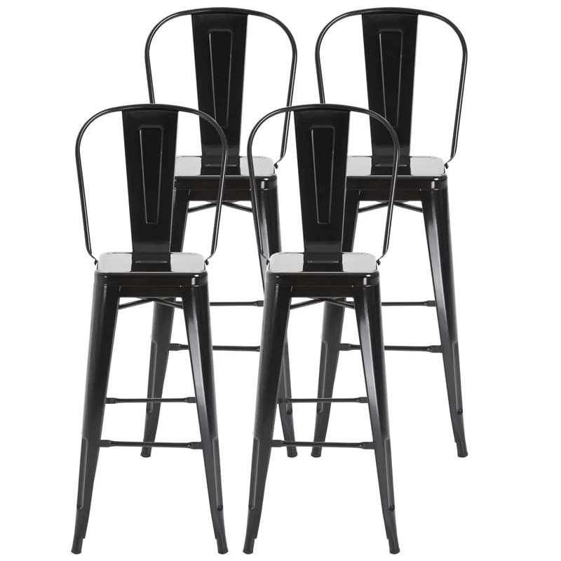 HOMCOM Scaun Metalic Solid si Stivuibil,pentru Dining și Bucătărie Design Modern, Sarcina maxima120 kg,44x53x116 cm Negru | Romania